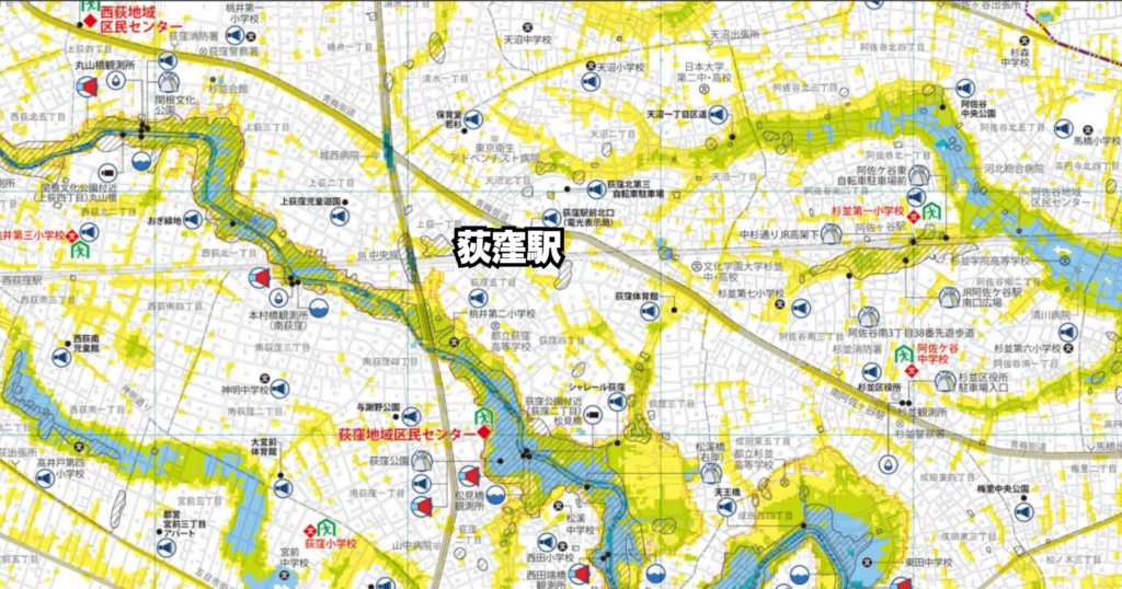 荻窪水害ハザードマップ